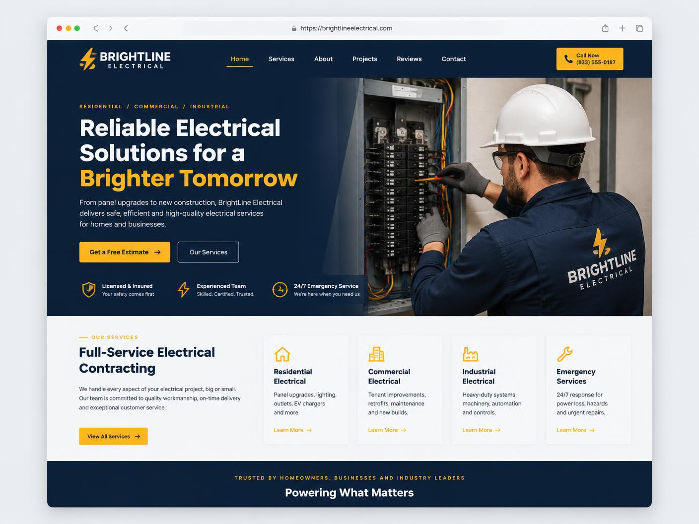 Concept design — website design for a electrical contractor